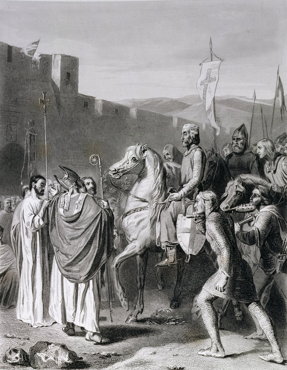 Baldwin I (c.1058-1118) gravado por Thibault de Joseph Nicolas Robert Fleury