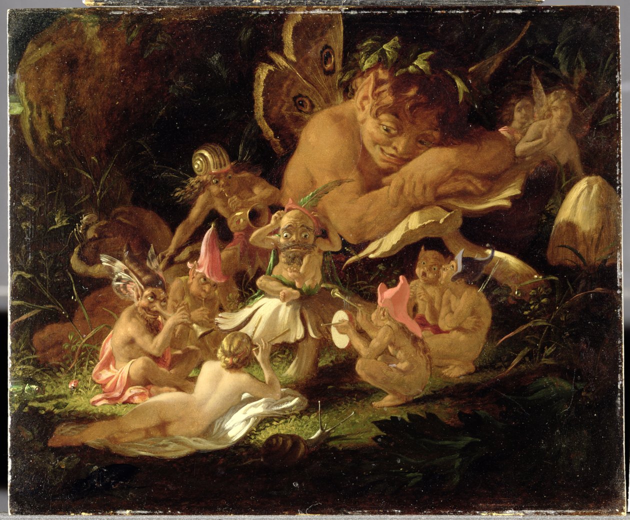 Puck and Fairies, de &39;A Sonho de uma Noite de Verão&39;, c.1850 (óleo no moinho) de Joseph Noel Paton