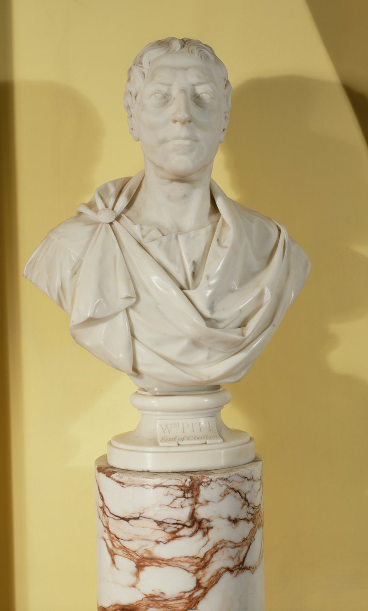 Busto de William Pitt, o Velho, 1º Conde de Chatham (1708-78) (mármore) de Joseph Nollekens