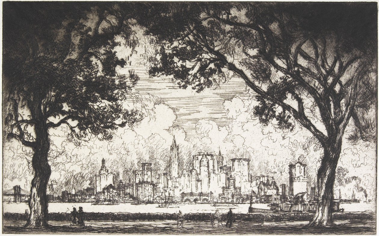 Nova York da Ilha do Governador, 1915 de Joseph Pennell