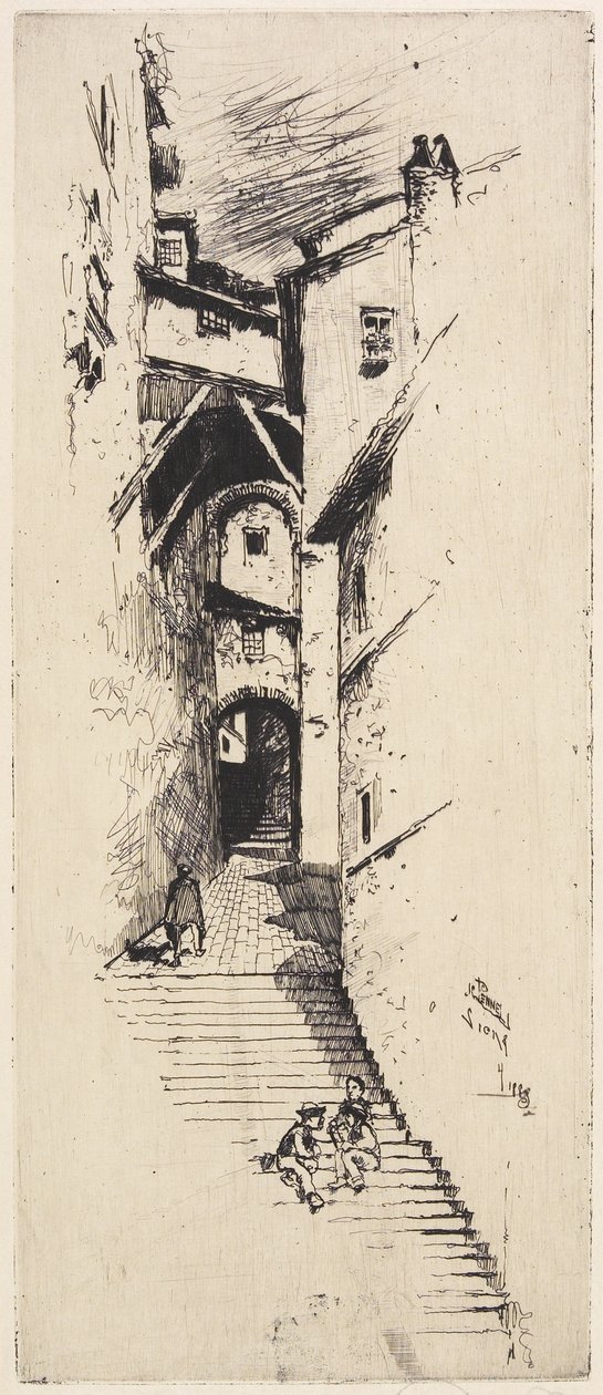 Rua das escadas, Siena, 1883 de Joseph Pennell