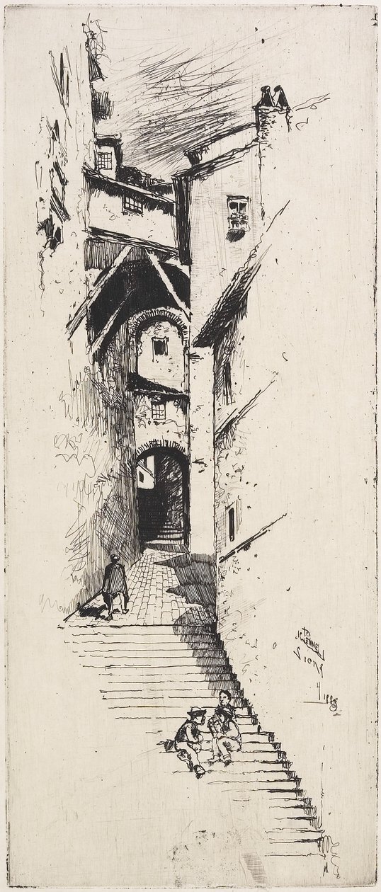Rua das escadas, Siena, 1883 de Joseph Pennell