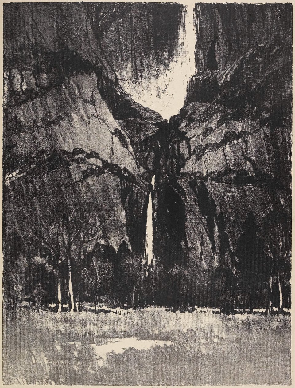 As Cataratas Inferiores, Yosemite, 1912 de Joseph Pennell