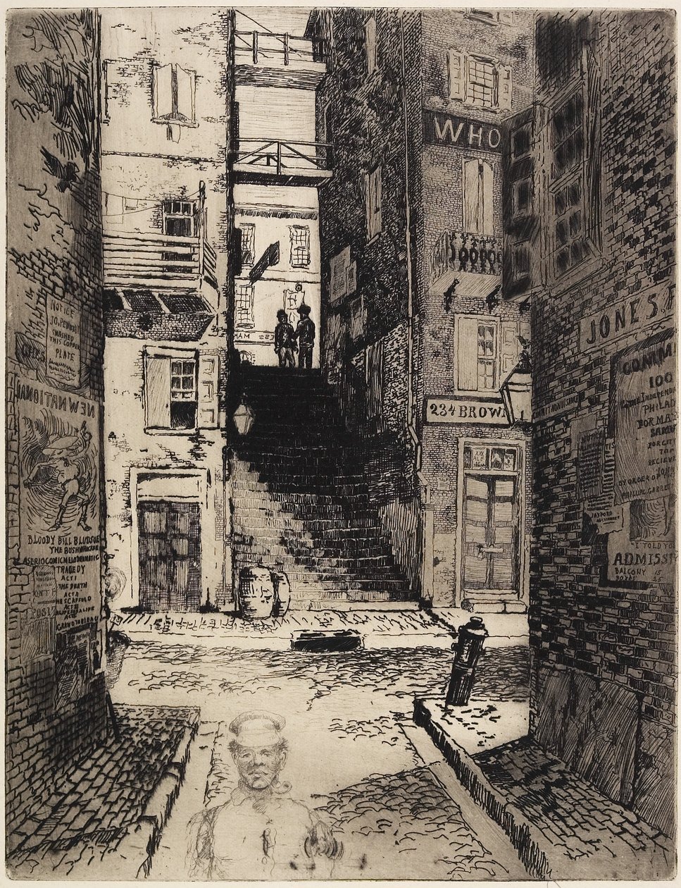 Escadas de rua de água, olhando para cima, 1881 de Joseph Pennell