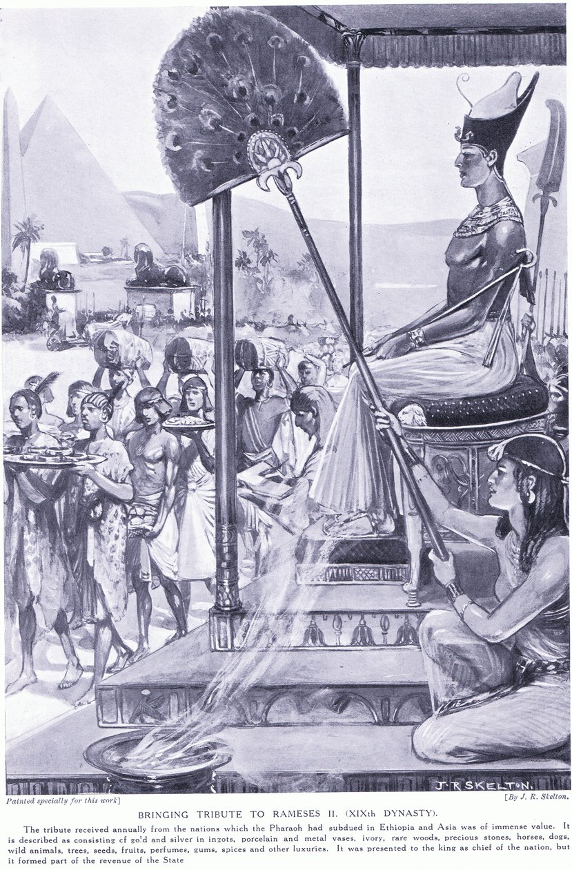 Prestando homenagem a Ramsés II (XIX Dinastia), c.1920 de Joseph Ratcliffe Skelton