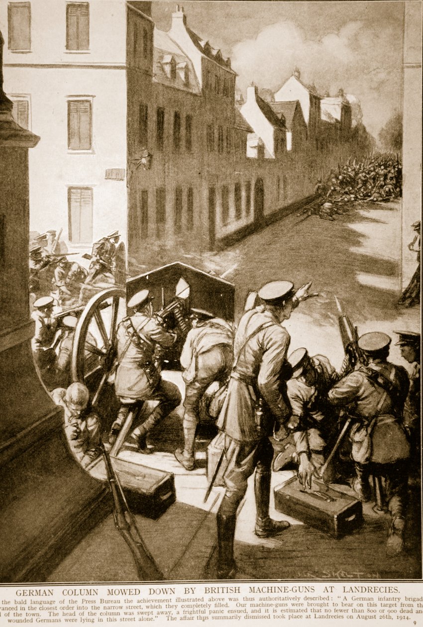 Coluna alemã ceifada por metralhadoras britânicas em Landrecies de Joseph Ratcliffe Skelton