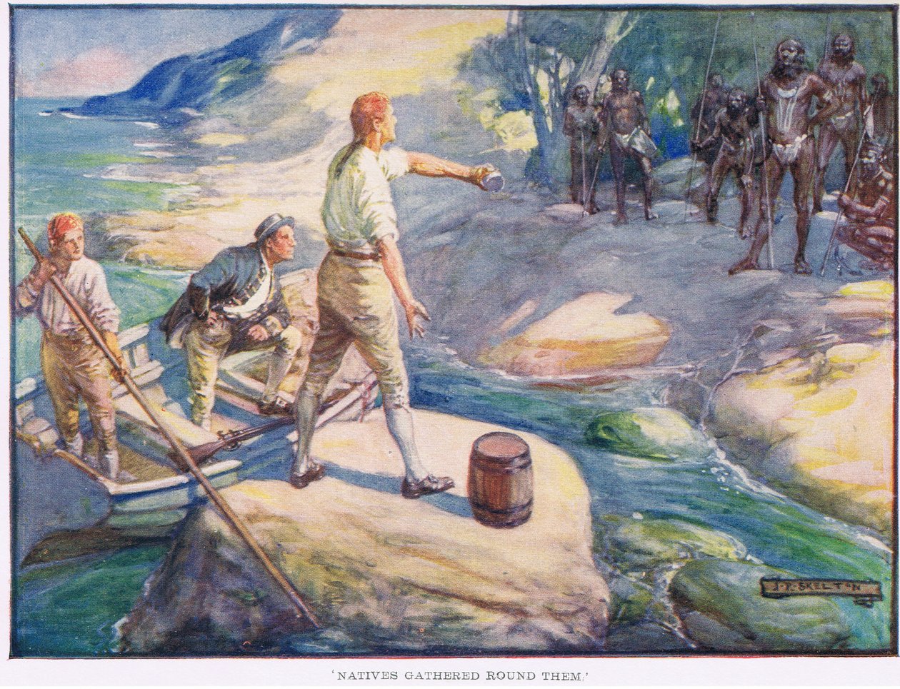 Nativos se reuniram em torno deles de Joseph Ratcliffe Skelton