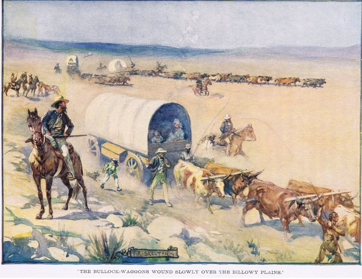 As carroças de boi enrolam-se lentamente sobre as planícies onduladas de Joseph Ratcliffe Skelton