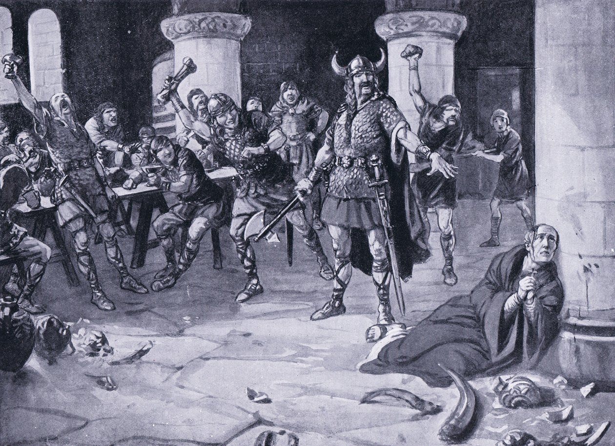 O martírio de Alphege, Domingo de Ramos AD1016, década de 1920 de Joseph Ratcliffe Skelton