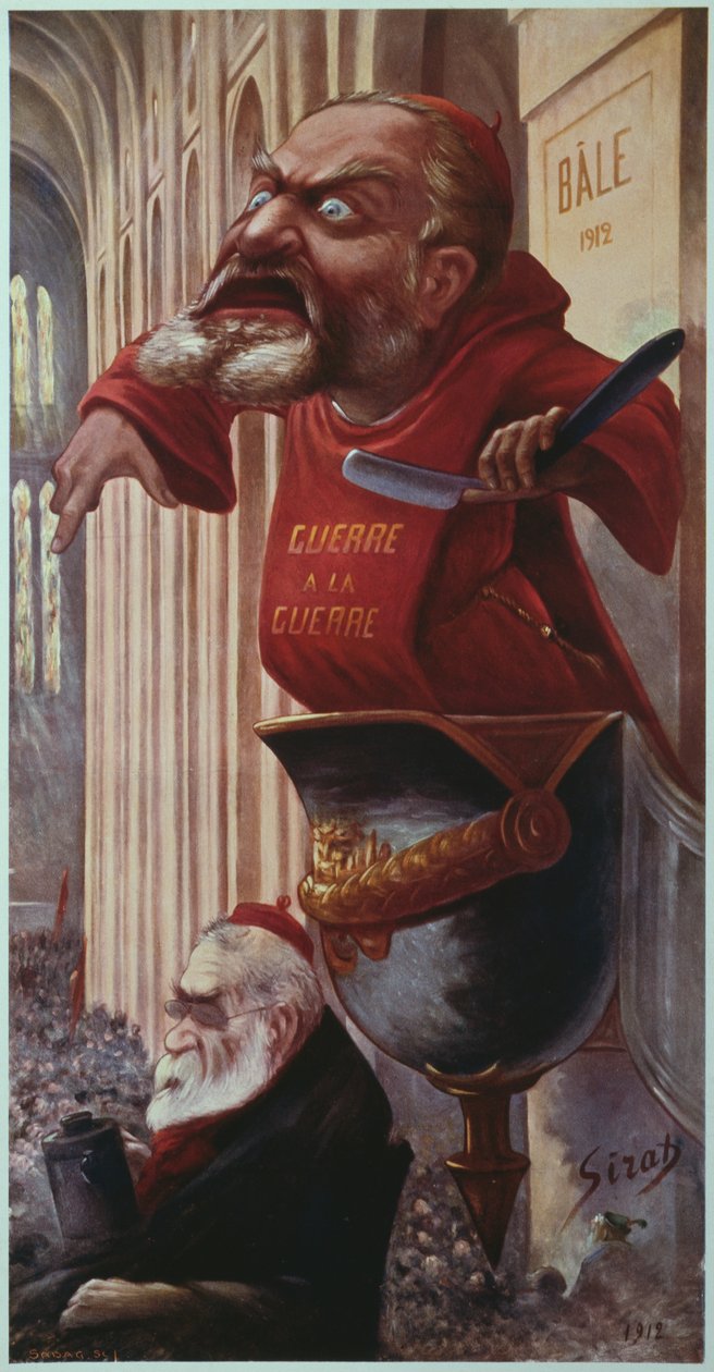 Caricatura de Jean Jaures e Edouard Vaillant no congresso da Segunda Internacional Socialista realizada em Basileia, 1912 de Joseph Sirat