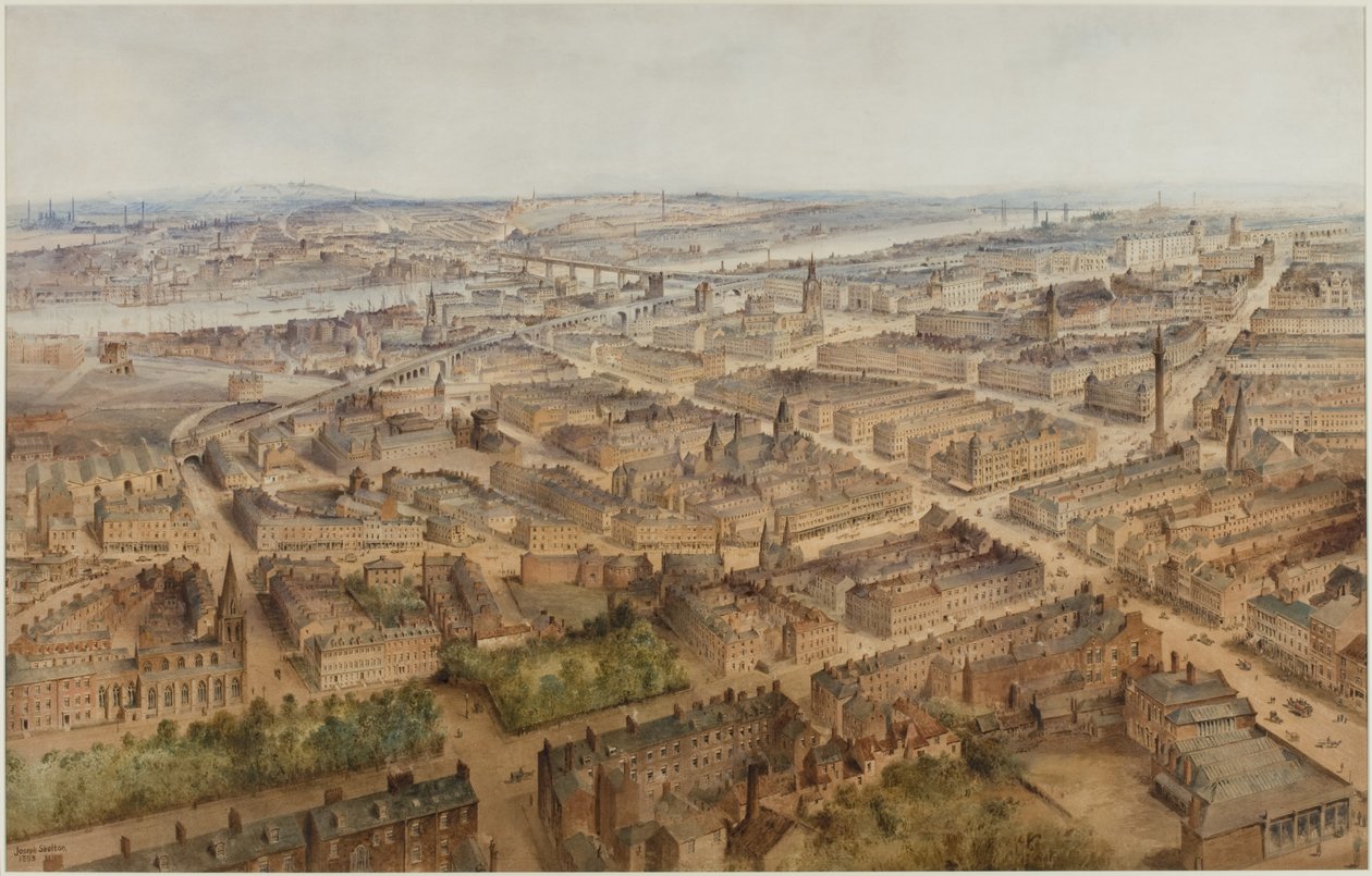 Newcastle upon Tyne (bodycolour, lápis e wc no papel) de Joseph Ratcliffe Skelton