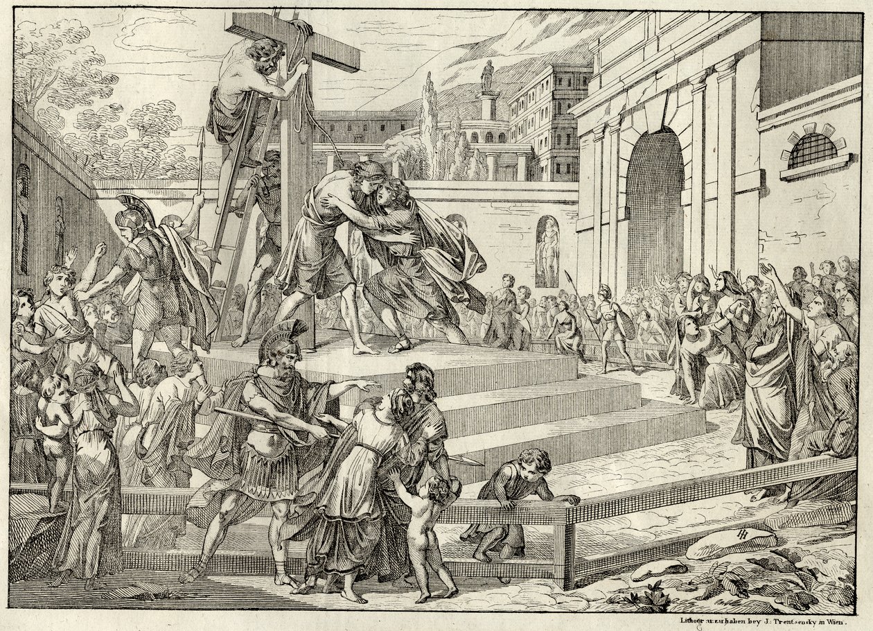 Ilustração da balada A promessa de Friedrich Schiller. de Joseph Trentsensky