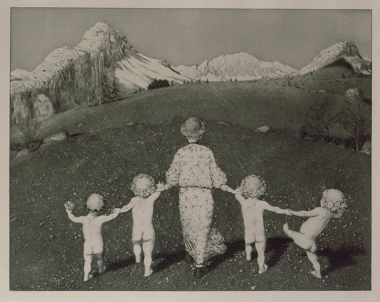 Quando a primavera chega à montanha (gravura no papel) de Joseph Uhl