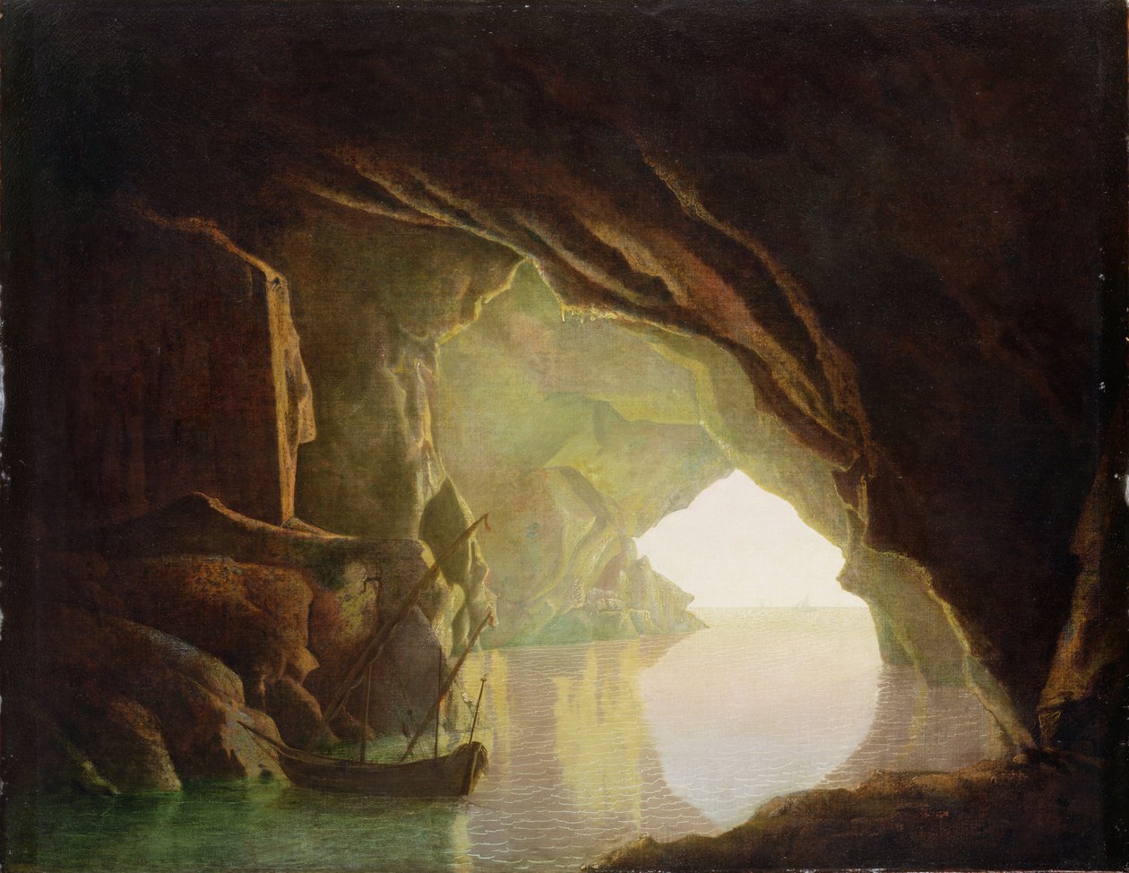 Uma gruta no Golfo de Salerno, Sunset, c.1780-1 de Joseph Wright of Derby