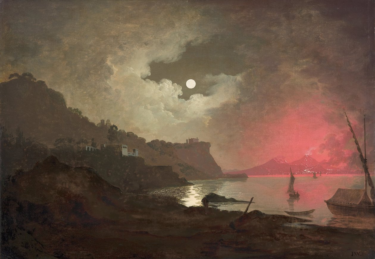 Uma visão do Vesúvio a partir de Posillipo, Nápoles de Joseph Wright of Derby