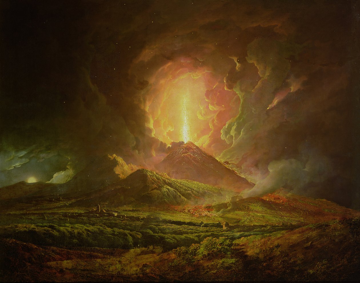 Uma erupção do Vesúvio, vista de Portici, c.1774-6 de Joseph Wright of Derby