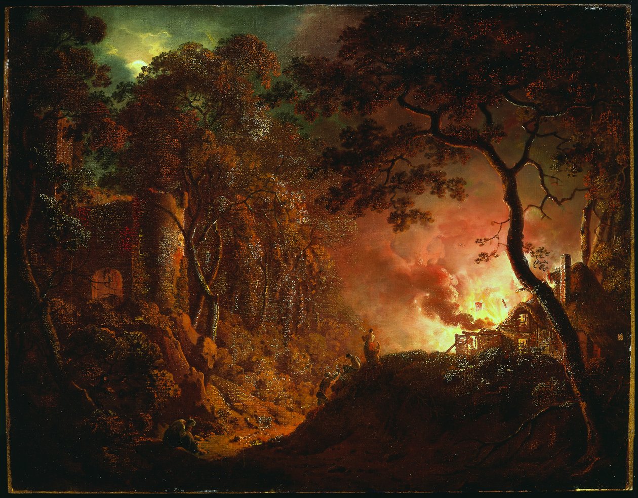 Cottage em chamas, c.1786-87 de Joseph Wright of Derby