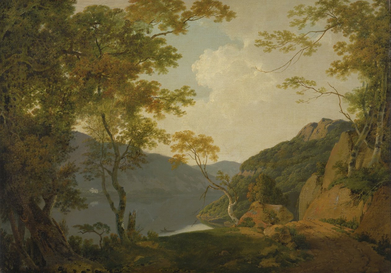 Cena do lago de Joseph Wright of Derby