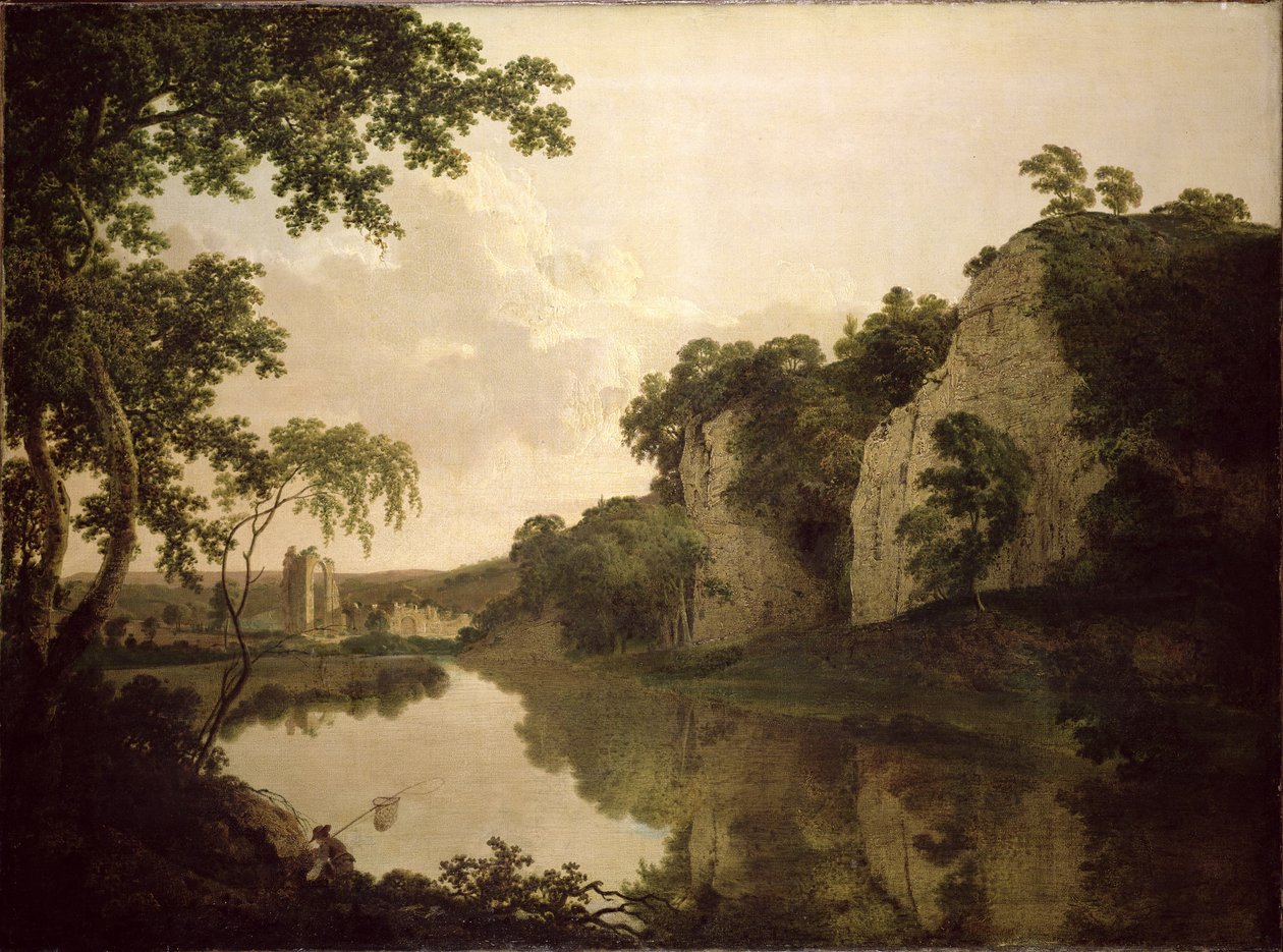 Paisagem, com, dale, abadia de Joseph Wright of Derby