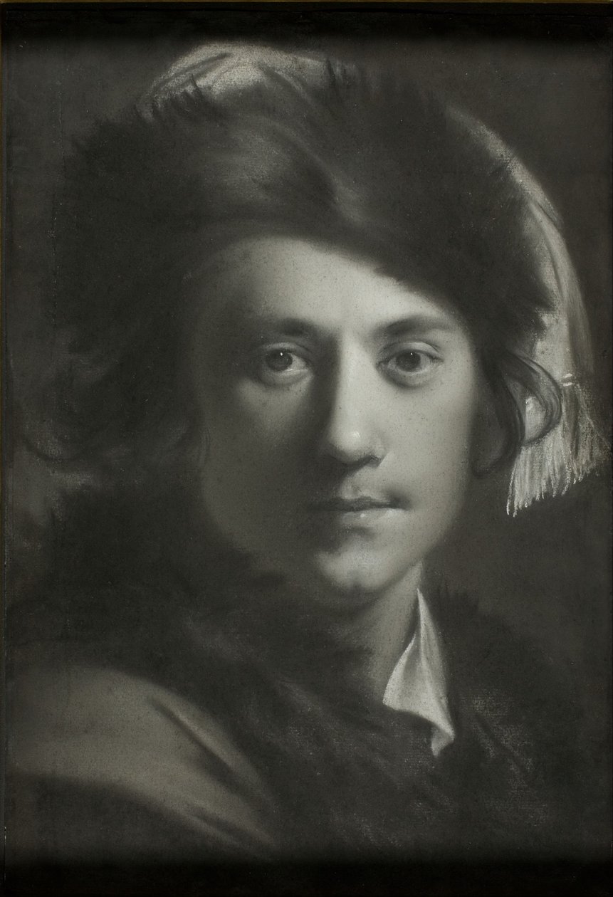 Auto-retrato em um gorro de pele de Joseph Wright of Derby