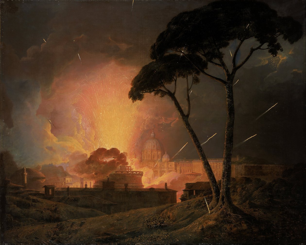 O Girandola Anual no Castel Sant&39;Angelo, Roma de Joseph Wright of Derby
