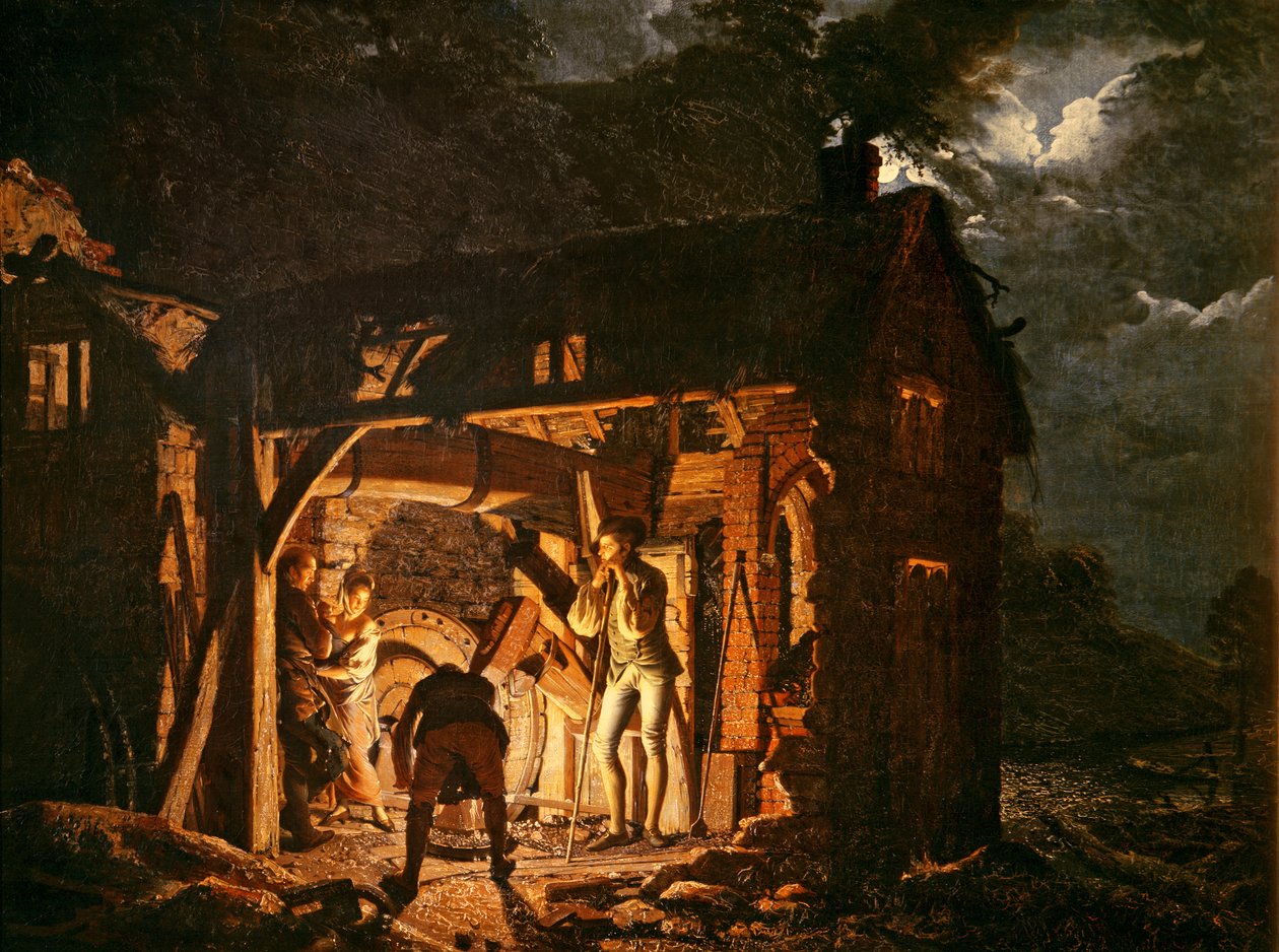 A forja de ferro vista de fora, c.1770s de Joseph Wright of Derby