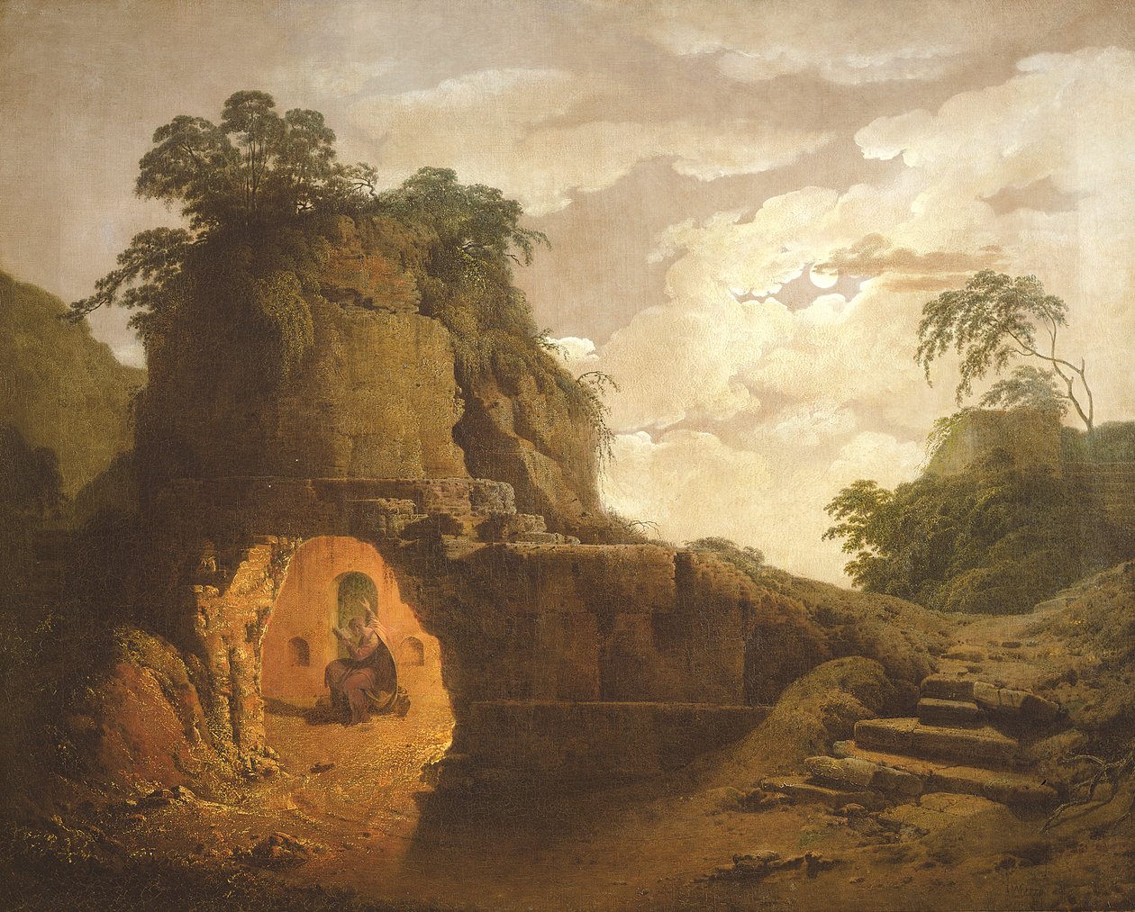 Túmulo de Virgílio, com a figura de Silius Italicus, 1779 de Joseph Wright of Derby