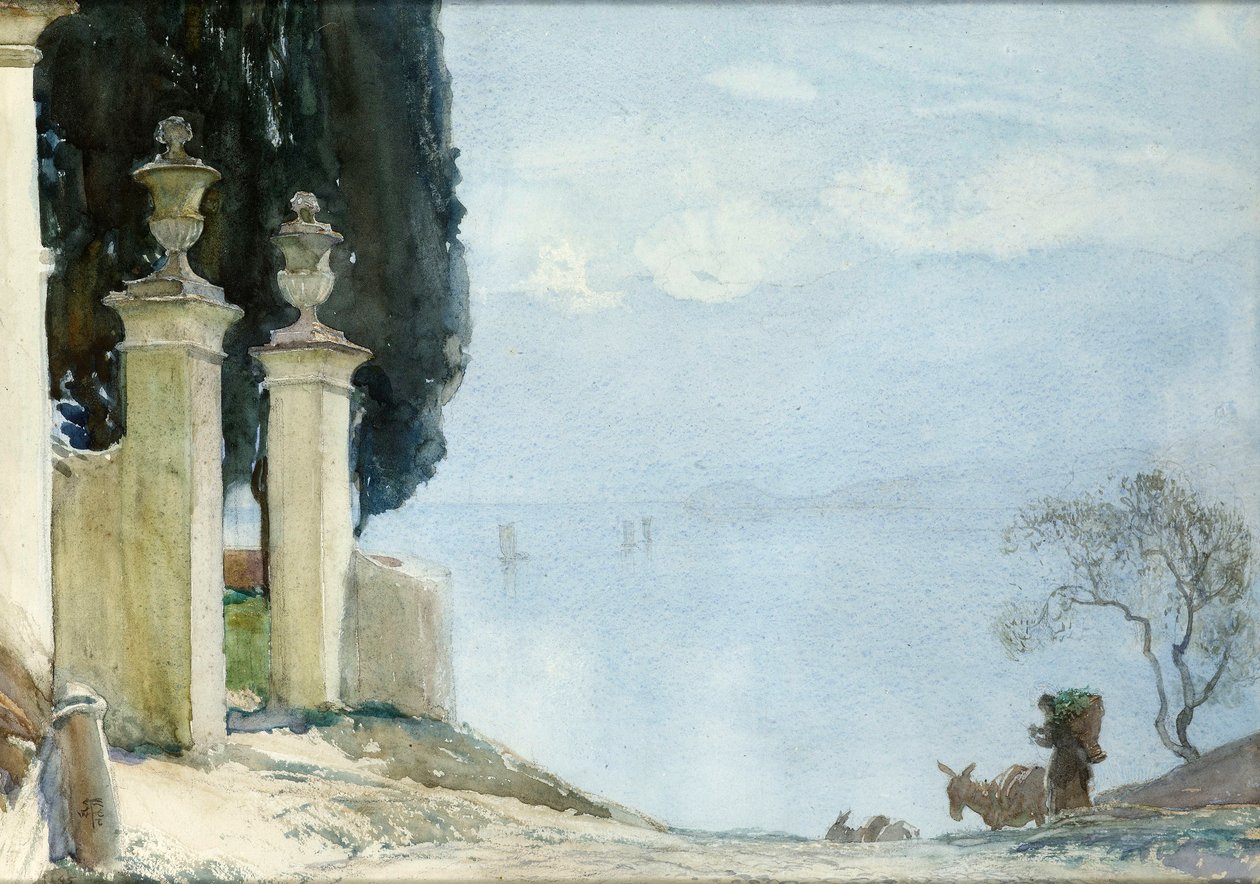 Um dia azul em Como, c.1900 de Joseph Walter West