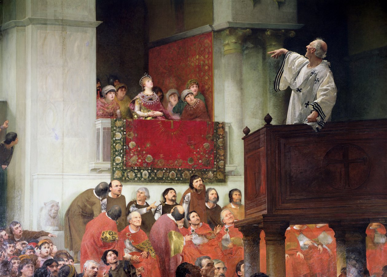 São João Chrystostomos (c.347-407) Pregação Antes da Imperatriz Eudoxia (c.404) c.1880 de Joseph Wencker