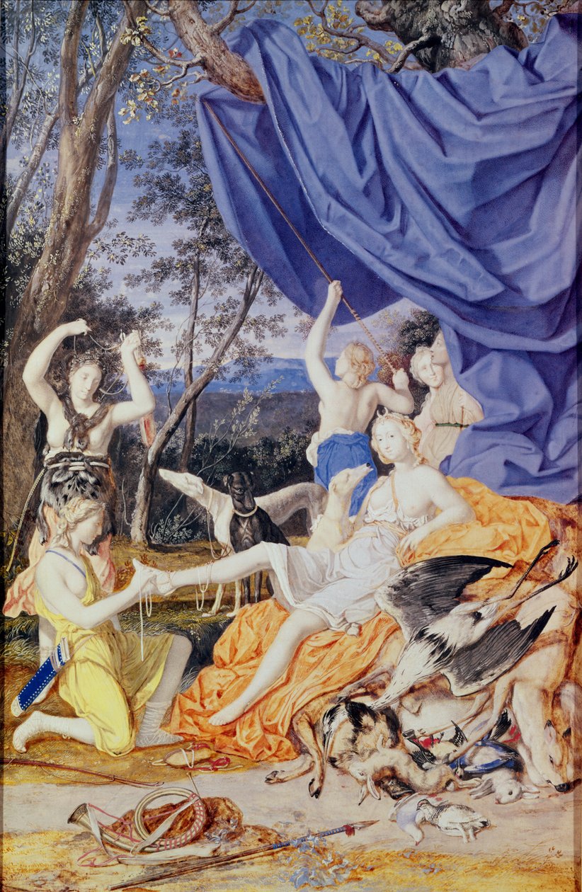 Françoise Louis da Baume le Blanc (1644-1710) Mademoiselle de la Vallière, como Diana de Joseph Werner