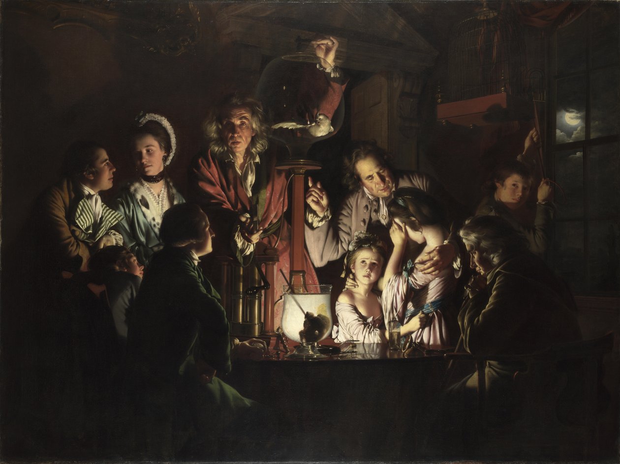 Uma experiência em um pássaro em uma bomba de ar de Joseph Wright of Derby