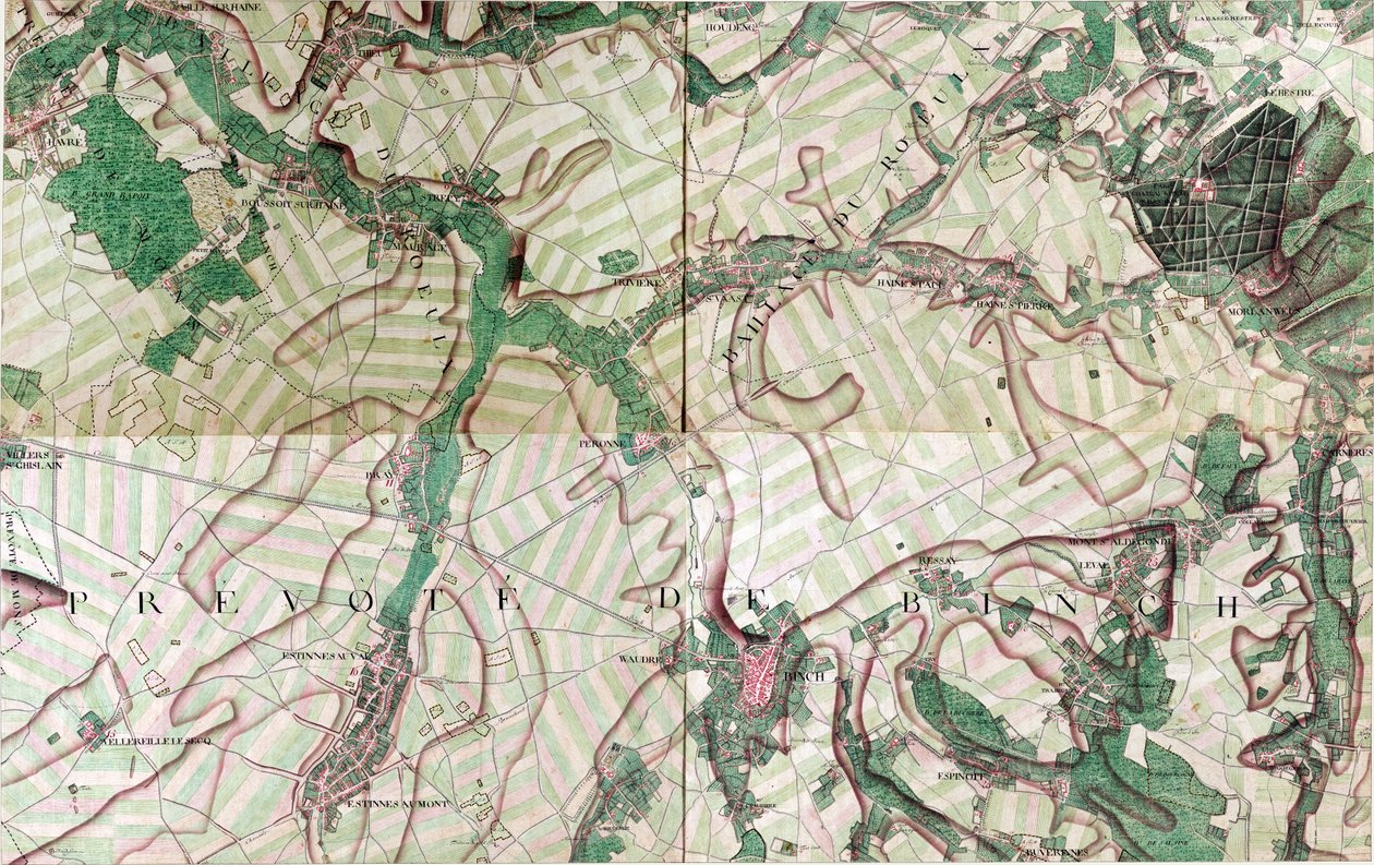 Mapa de Binch - Binche, Bélgica de Joseph de Ferraris
