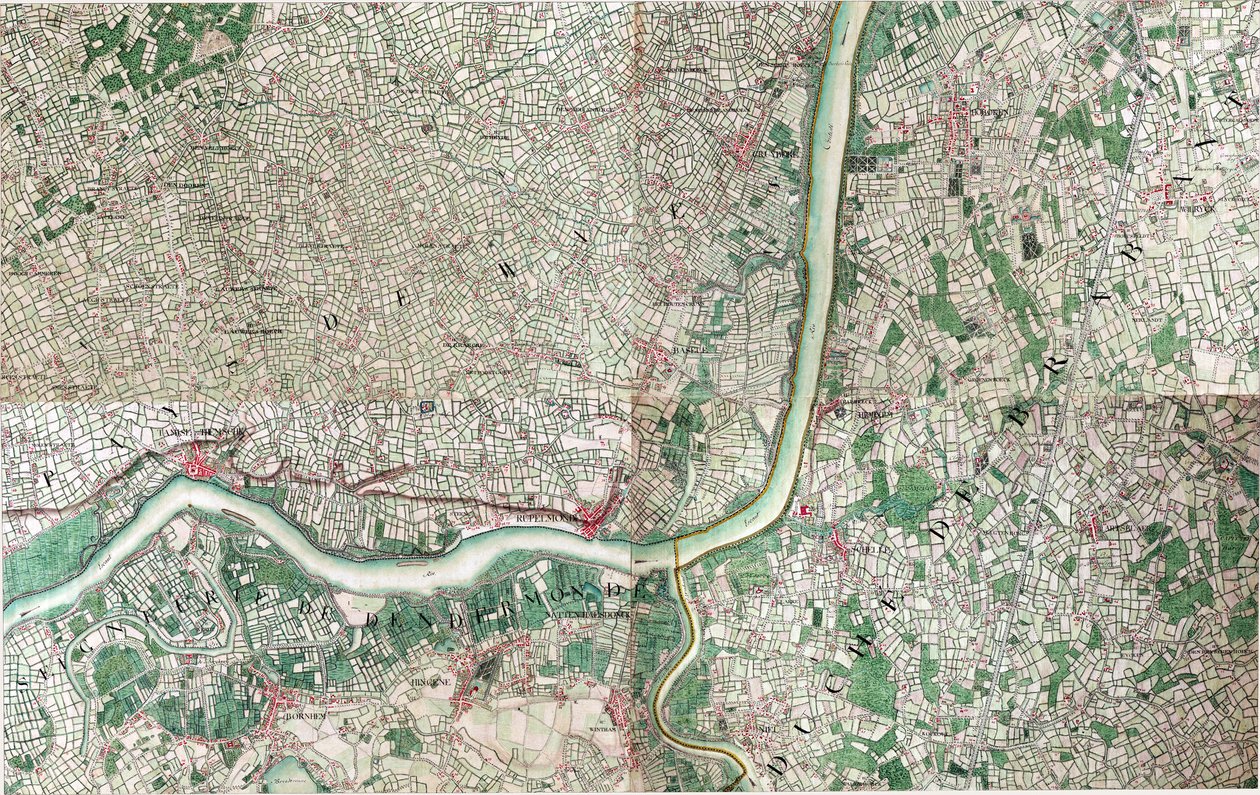 Mapa de Rupelmonde, Bélgica de Joseph de Ferraris