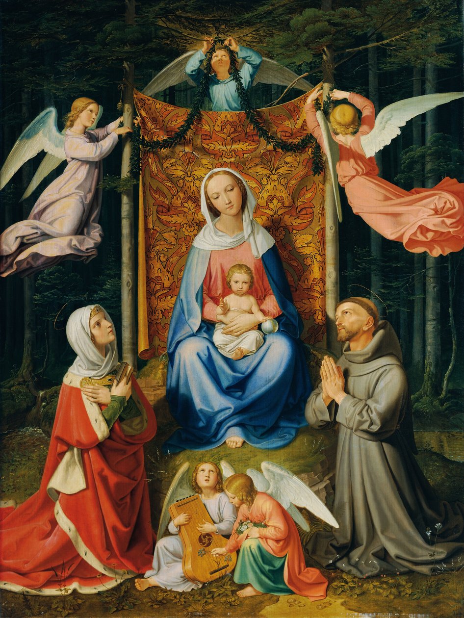 Waldesruh (Madonna com criança, Saint Adelheid e São Francisco) de Joseph von Führich  