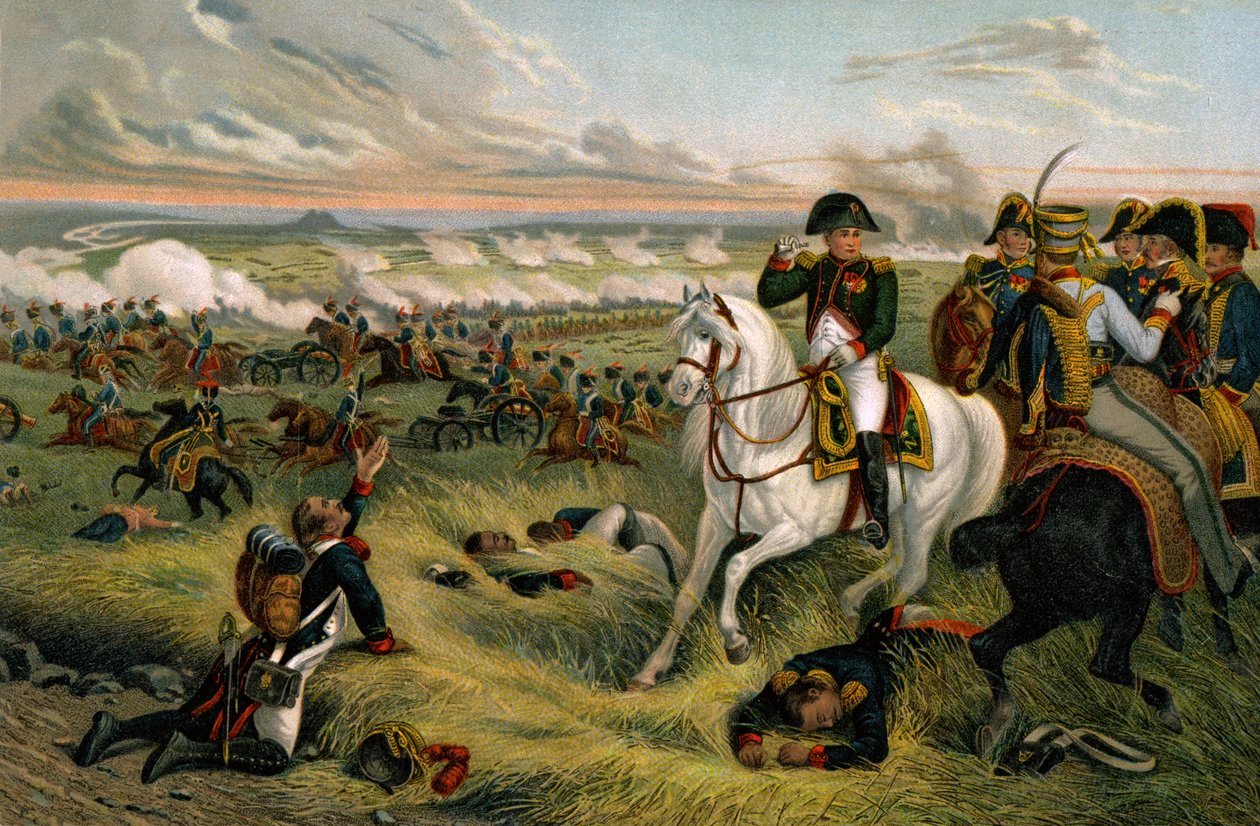 História. França. Primeiro Império Francês. Napoleão Ist na Batalha de Wagram de Joseph Louis Hippolyte (after) Bellange