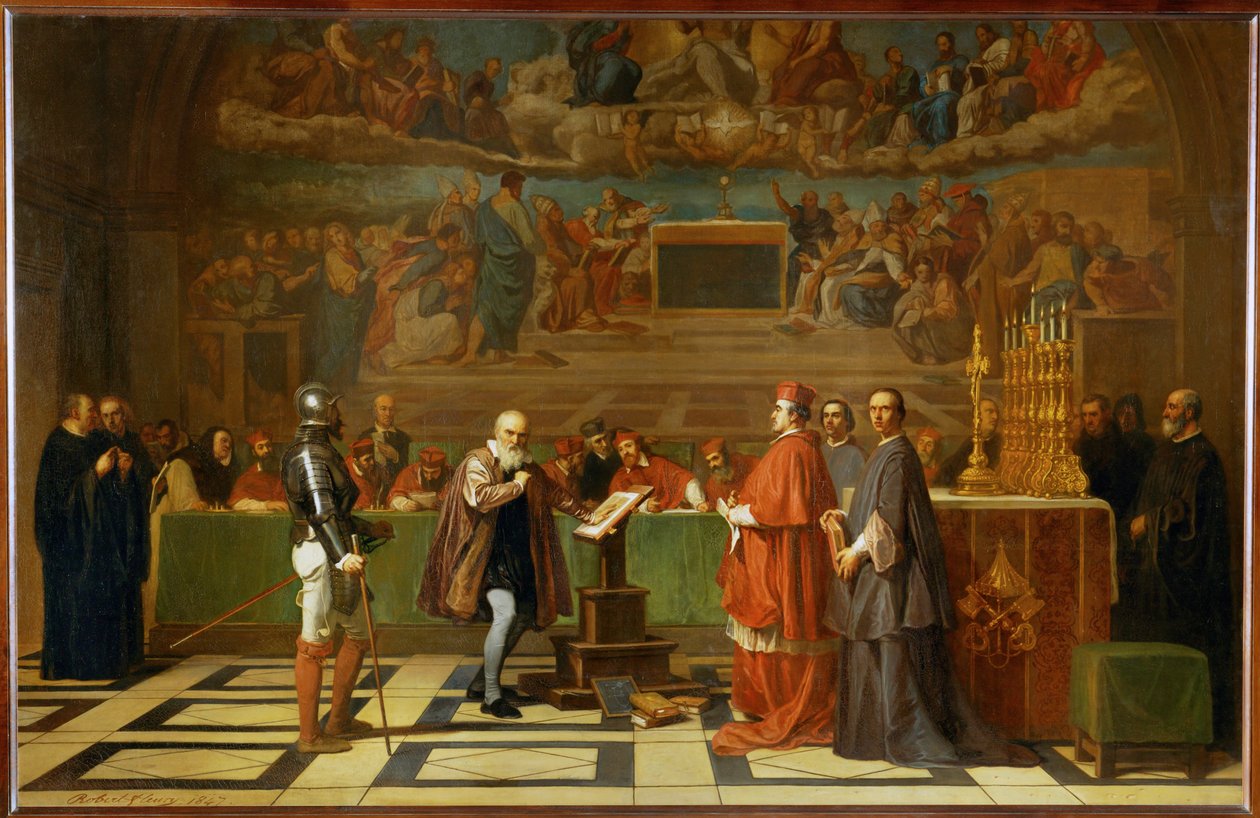 Galileu Galilei perante o Santo Ofício no Vaticano ... de Joseph-Nicolas Robert-Fleury