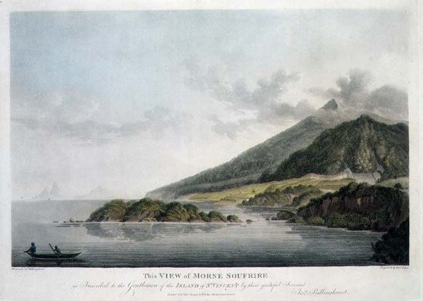 Vista da Morne Soufrire na Ilha de São Vicente, gravada e pub. por Francis Jukes (1747-1812) de Joseph (after) Billinghurst