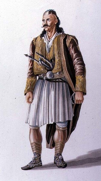 Capitão dos Albaneses Suliote, ilustração do Canto II de 