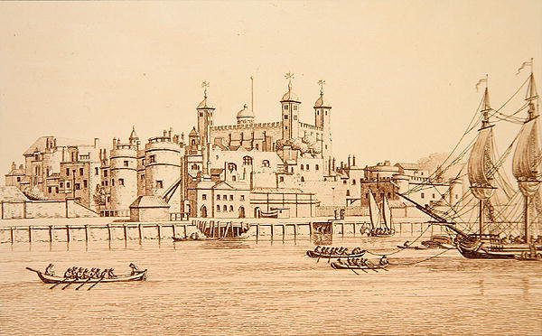 Vista Sul da Torre de Londres, gravada por J.C. Stadler (fl.1780-1812) de Joseph (after) Farington