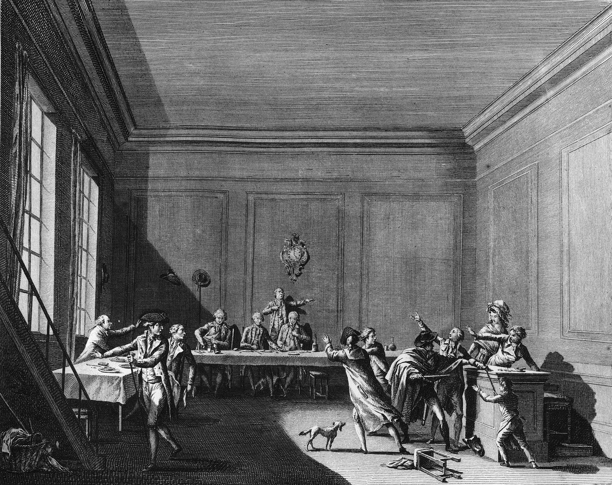 Assassinato do deputado Louis Michel Lepeletier, Marquês de Saint Fargeau (Saint-Fargeau) de Joseph (after) Swebach Desfontaines