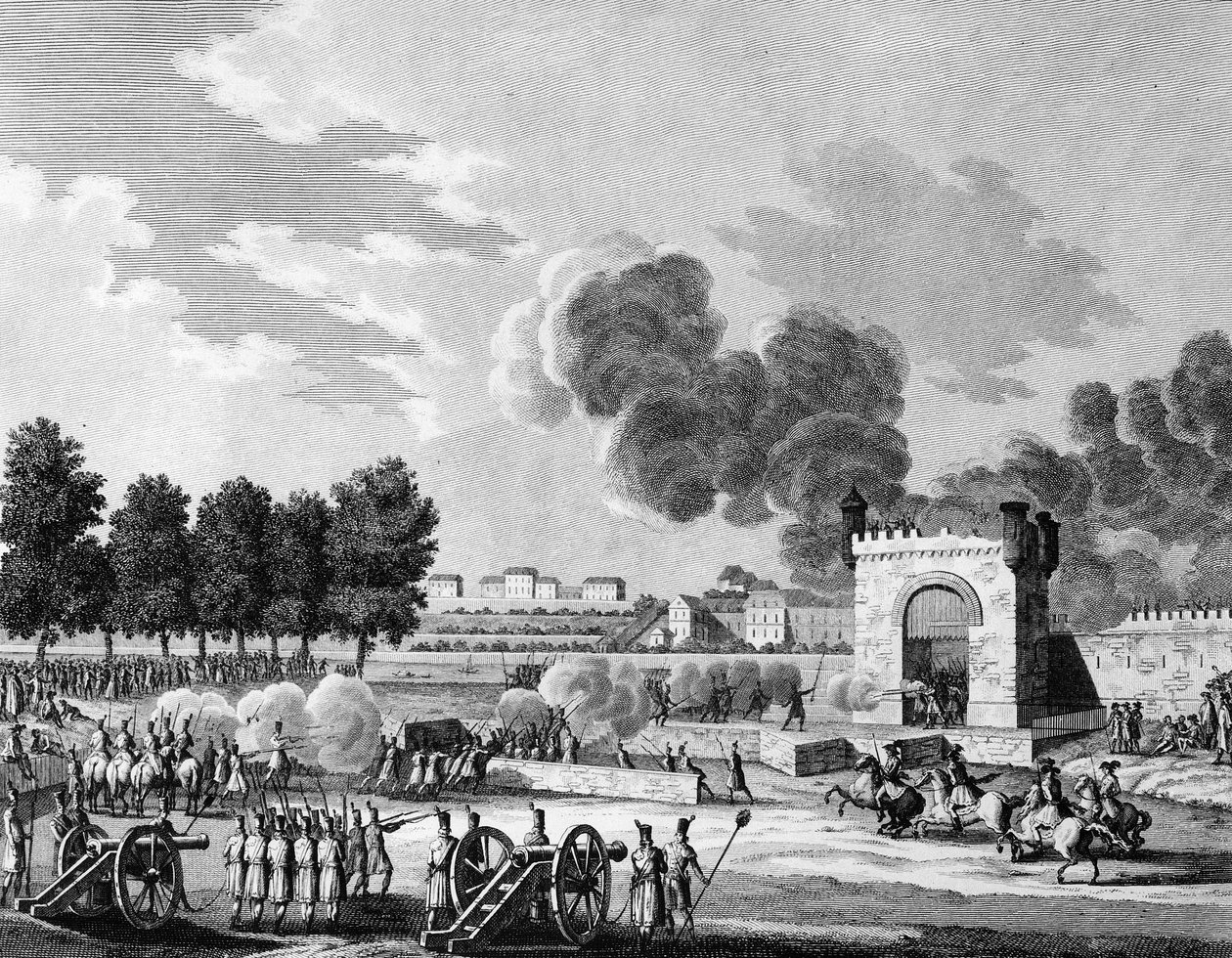 Revolução Francesa: Festa republicana dos victoires, luta de jovens estudantes nos Champs de Mars em Paris a 21 de Outubro de 1794. Gravura de Malapeau depois de Swebach - Desfontaines. Paris, Biblioteca do Instituto de História da Revolução de Joseph (after) Swebach Desfontaines