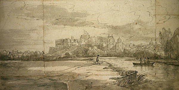 Castelo de Windsor (caneta e tinta com lavagem em papel) de Joseph (attr. to) Farington