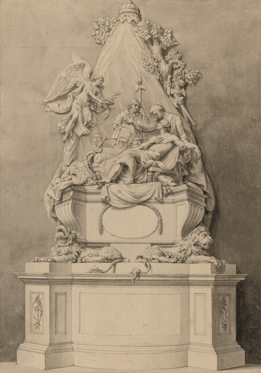 Monumento ao Major-General Wolfe, Zona Norte, Abadia de Westminster (tinta e lavagem sobre papel) de Joseph (attr. to) Wilton