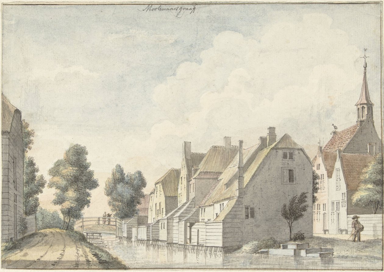 A aldeia de Molenaarsgraaf no Alblasserwaard Contagem de Miller (título no objeto) de Joseph Adolf Schmetterling
