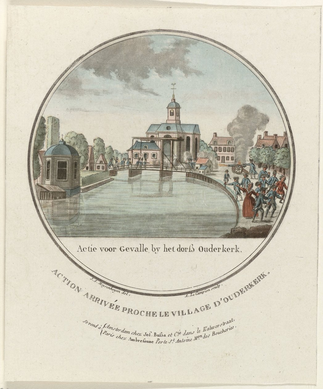 Ataque em Ouderkerk aan de Amstel, 1787 Ação para Gevalle pelo dorß Ouderkerk / Action arrivée proche le village d