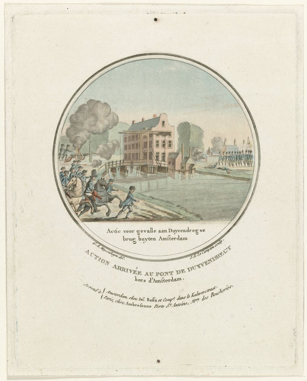 Ataque na ponte Duivendrecht, 1787 Ação para Gevalle aan Duyvendregse brug buyten Amsterdam / Action arrivée au pont de Duyvendregt hors d