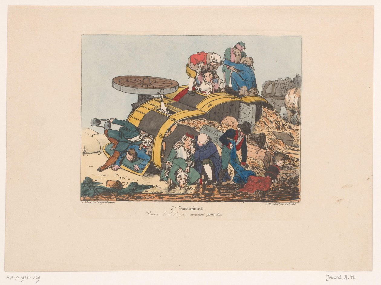 Gekantelde hooiwagen met passagiers
Pauvre bi bi!! je en mourrai peut-être (título sobre o objecto)
Ongemakken (título da série)
Inconveniente (título da série sobre o objecto) de Joseph Ambroise Jobard