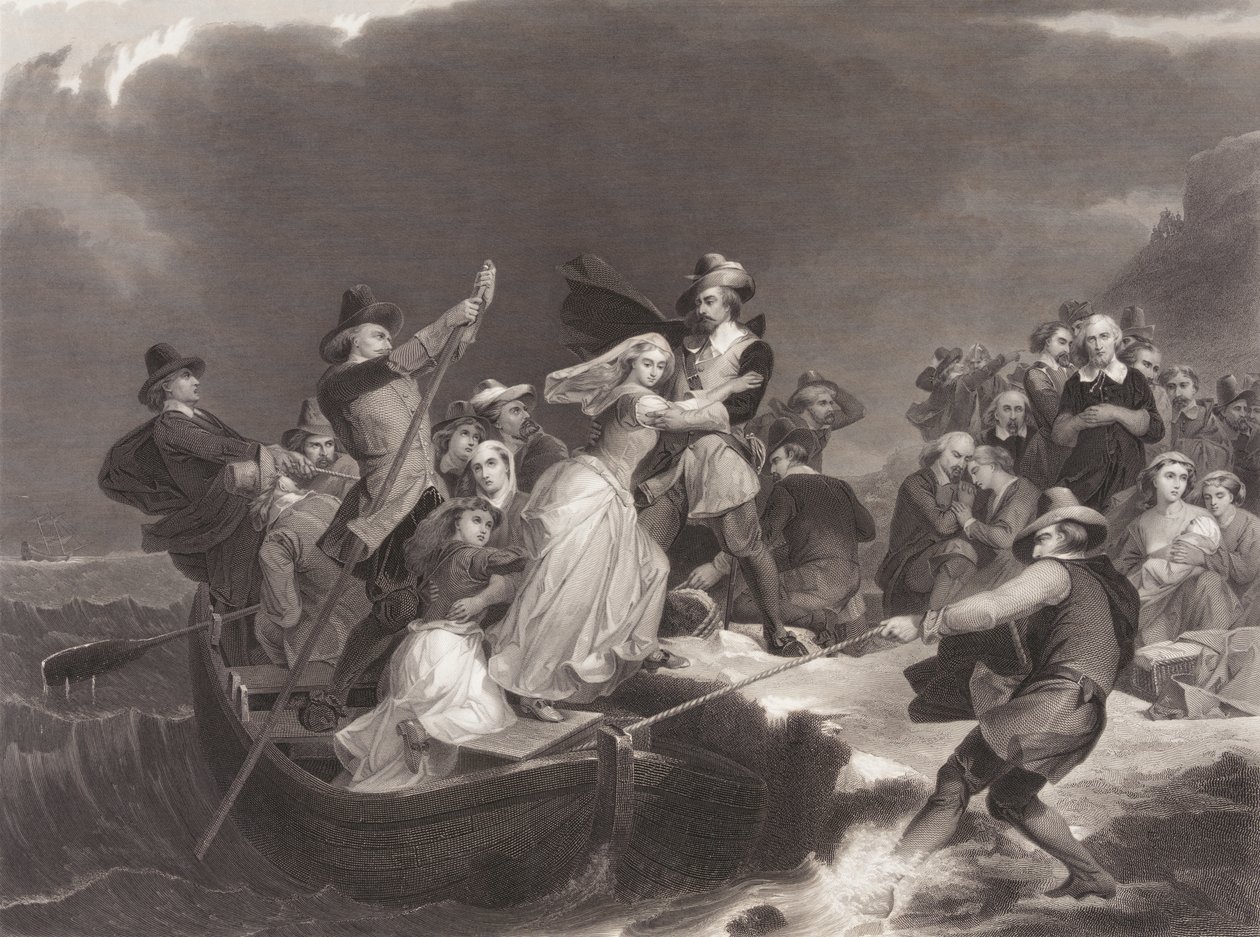 Aterragem dos Peregrinos em Plymouth Rock em 1620 de Joseph Andrews