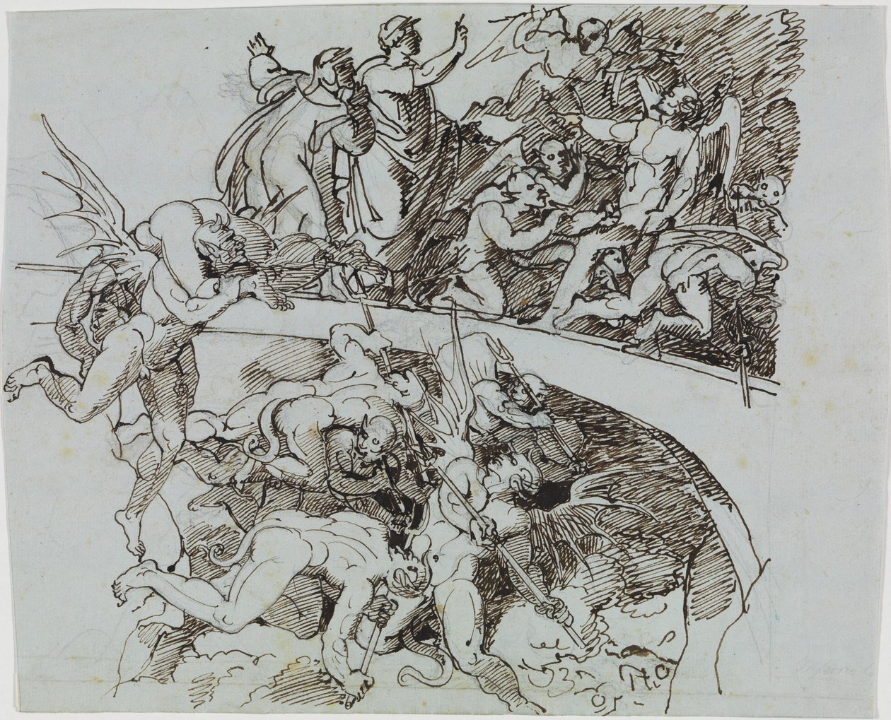 No lago de pez dos corruptos, o conselheiro de Lucca (Inferno de Dante, Canto 21, V 34) de Joseph Anton Koch