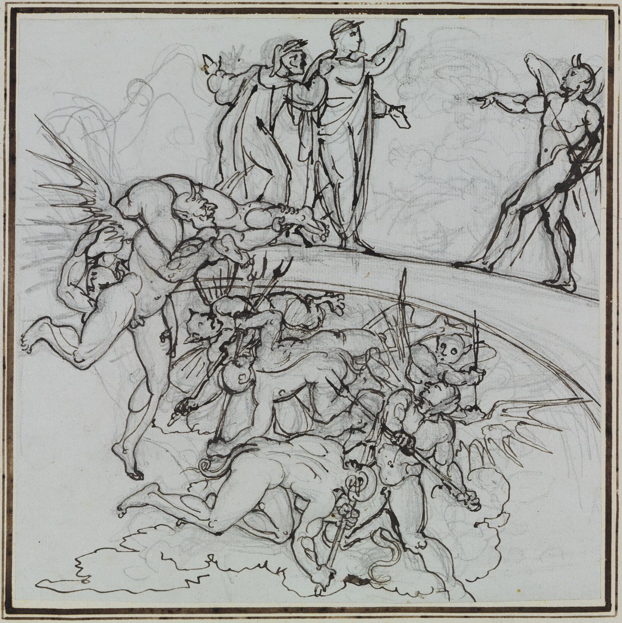 No lago de pez dos corruptos, o conselheiro de Lucca (Inferno de Dante, Canto 21, V 34) de Joseph Anton Koch